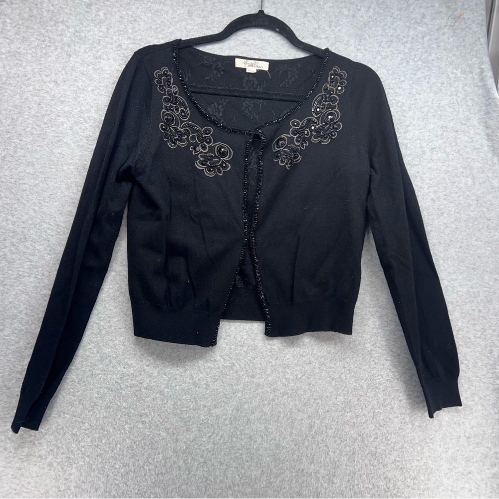 Forever 21 Black Floral Detail Cardigan